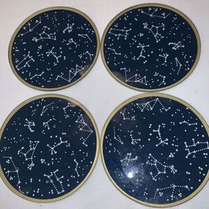 Kate Aspen Under The Stars Glass‎ Coaster with Holder (Set of 4 )